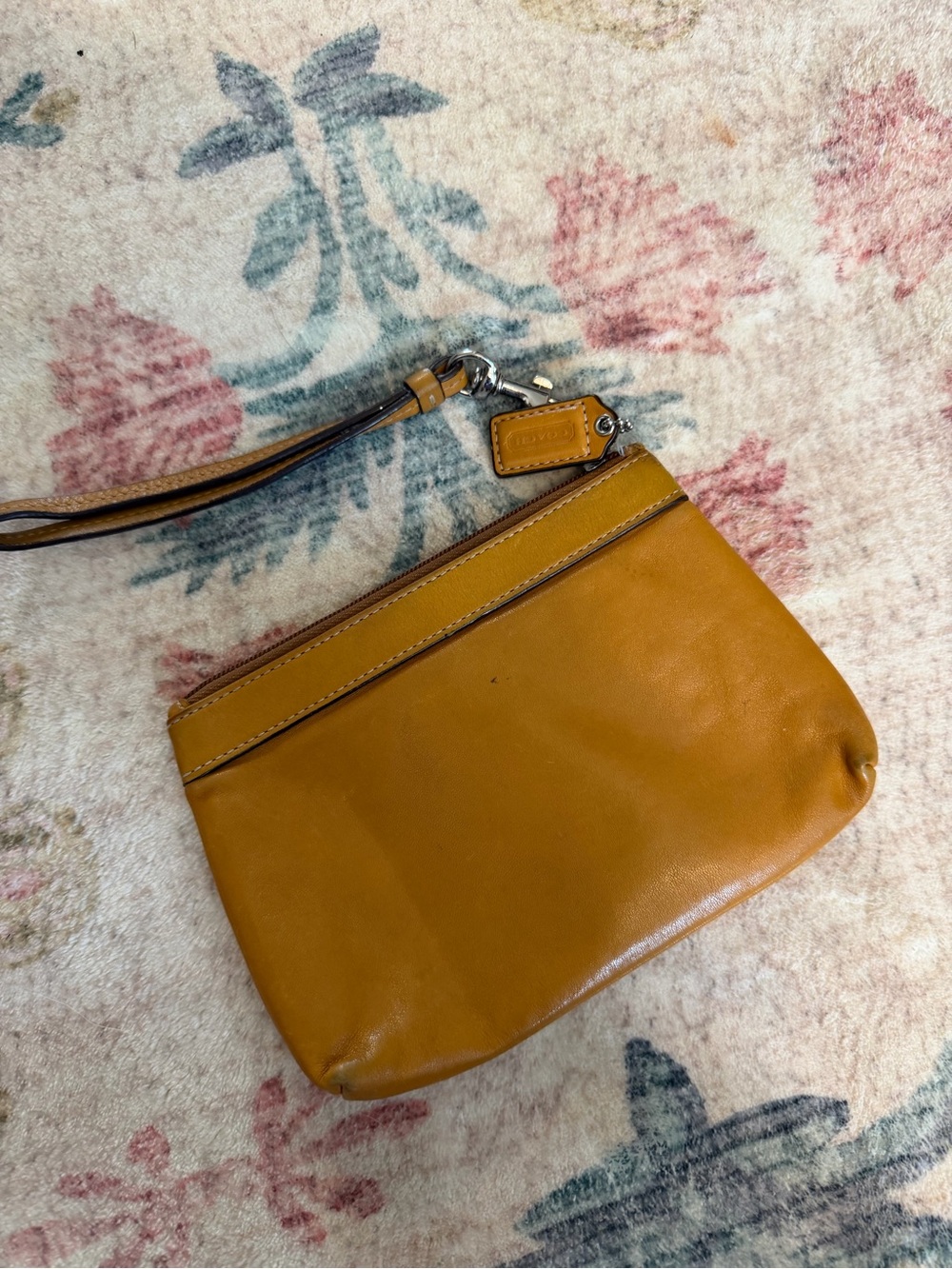 Coach Mustard Leather Wristlet Clutch - Picture 3 of 4